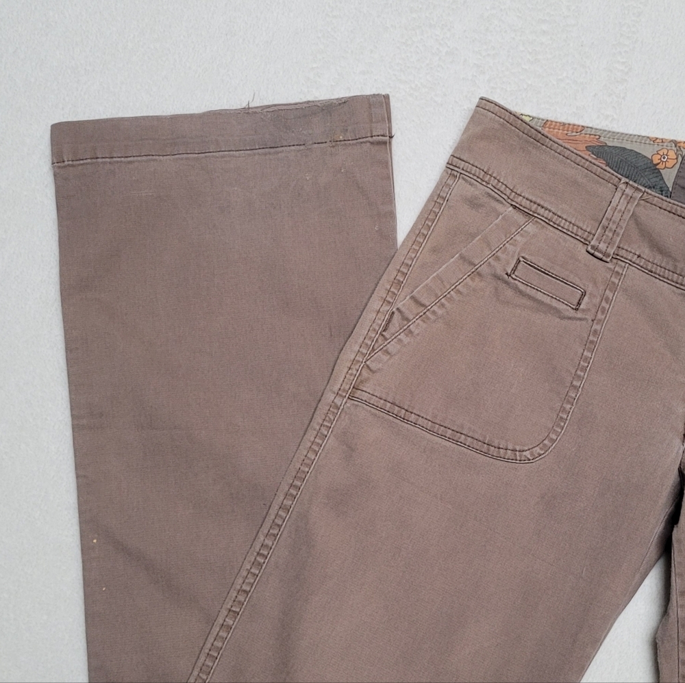 Hollister Surf Company Stretch Vintage 90s Taupe Low Rise Flared Pants Trousers - Picture 5 of 9